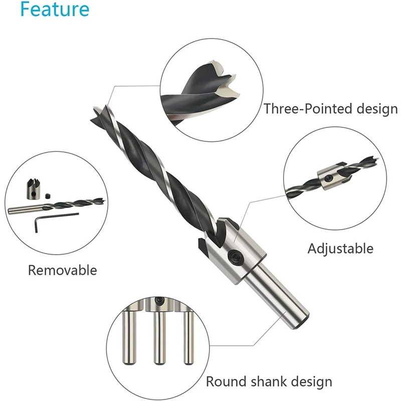 

7Pcs Woodworking Counter Sinker Bits Wood High-Speed Carbon Steel Chamfer Carpentry Reamer Drilling 3 4 5 6 7 8 10Mm