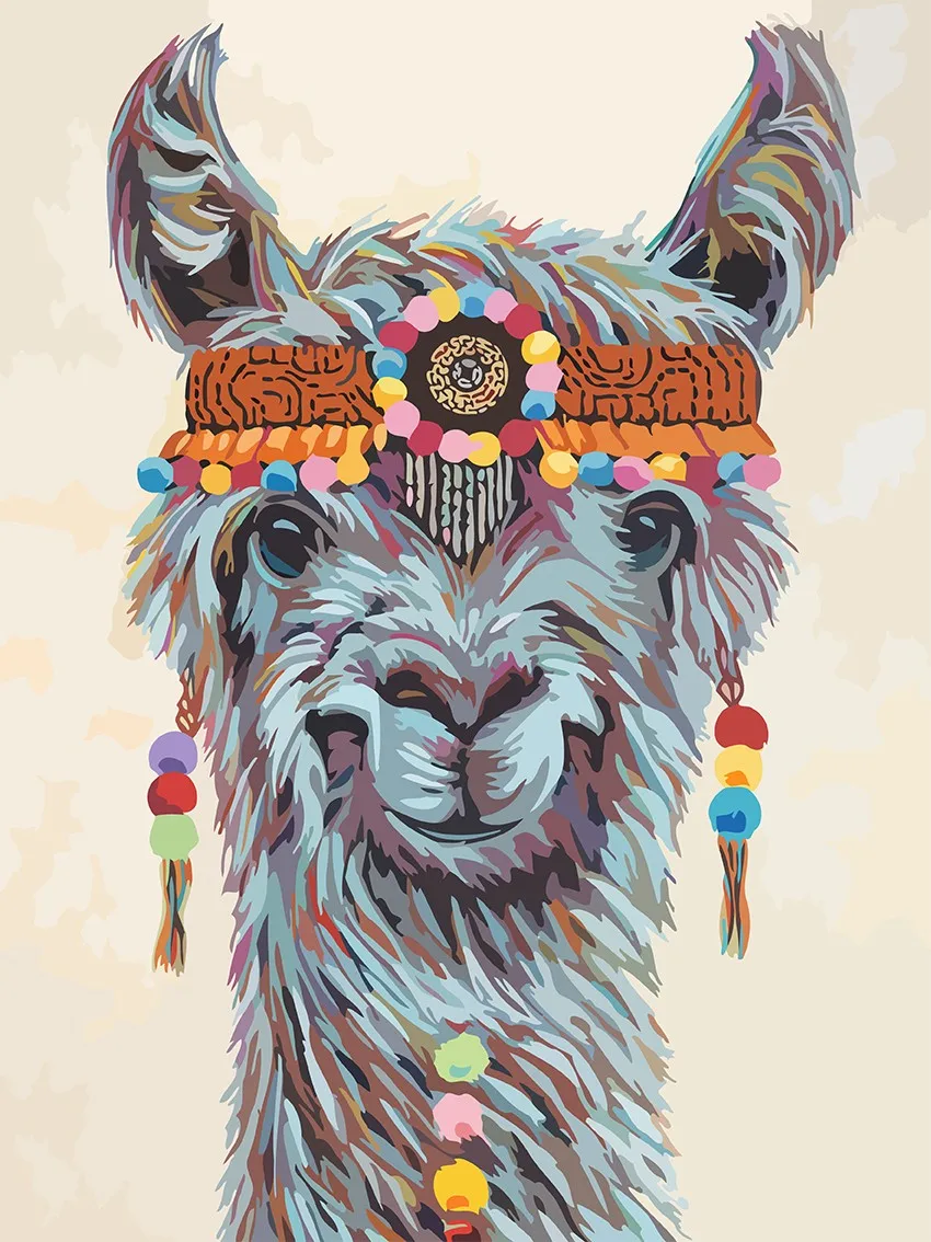 Лама рисунок красками