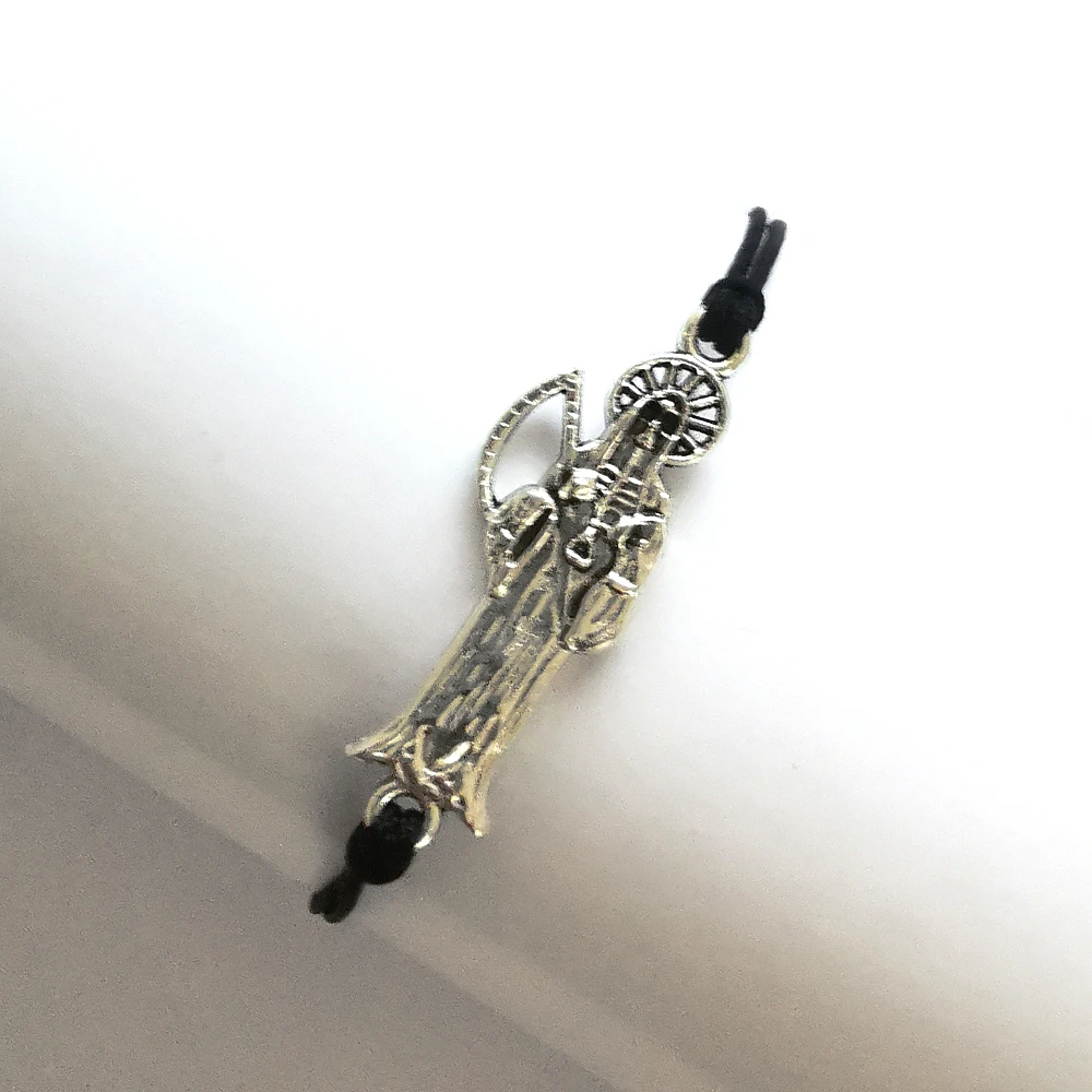 Браслет Санта-Муэрте с черной нитью серп мрачный жнец регулируемые украшения для