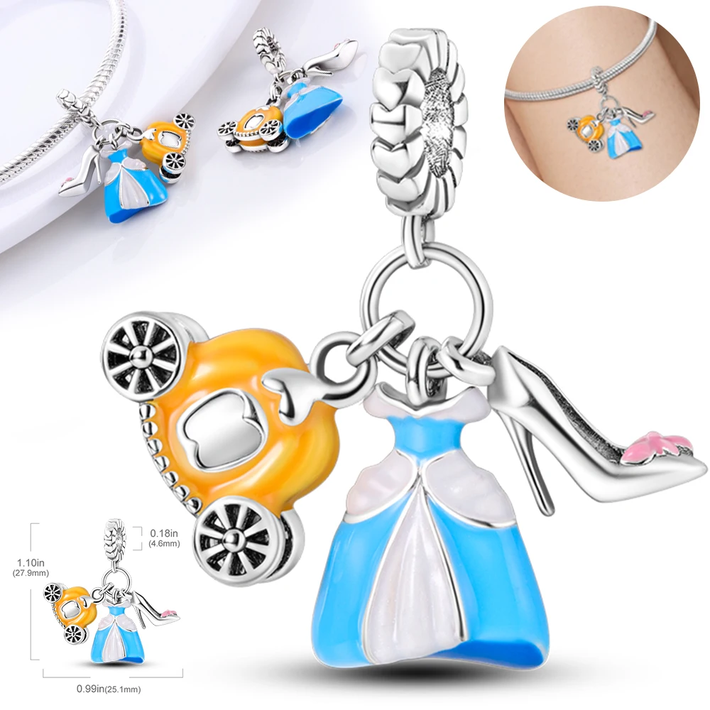 

925 Silver Unicorn Hamasa Hand Travel Dangle Charms Fit Original Bracelet Diy Colored CZ Lucky Safety Chains Accessories