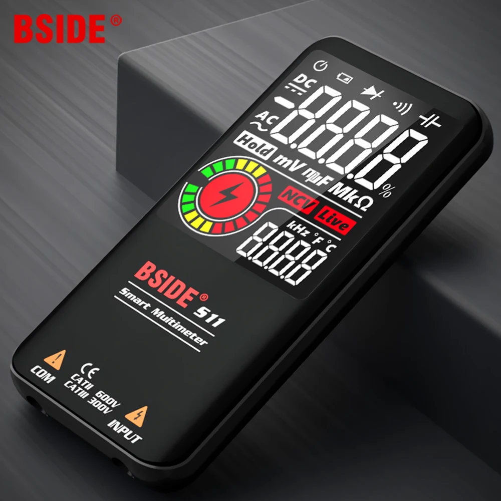 Bside Multímetro Digital A10 S11 S20 Profissional Multimetro Inteligente dc ac Tensão Capacitor Ohm Diodo Ncv hz Emf Testador Detector Multímetros