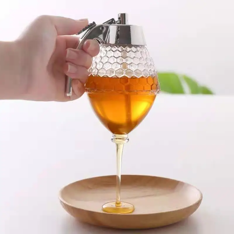 

New Juice Syrup Cup Bee Drip Dispenser Kettle Kitchen Accessories Honey Jar Container Storage Pot Stand Holder Squeeze Bottle