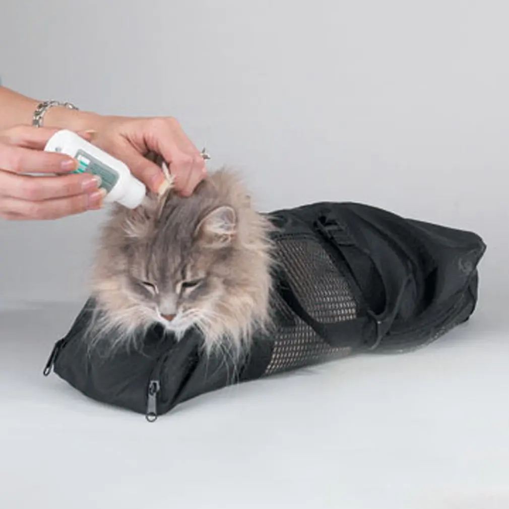 

Mesh Cat Grooming Bathing Bag Adjustable Cats Washing Bags For Pet Nail Trimming Injecting Anti Scratch Bite Restraint