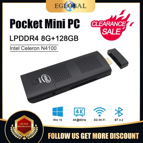 Распродажа Eglobal, рандомный карманный мини-ПК, флешка 8 Гб DDR4 Ram 128 SSD с игровым компьютером Intel Celeron N4100 Windows10