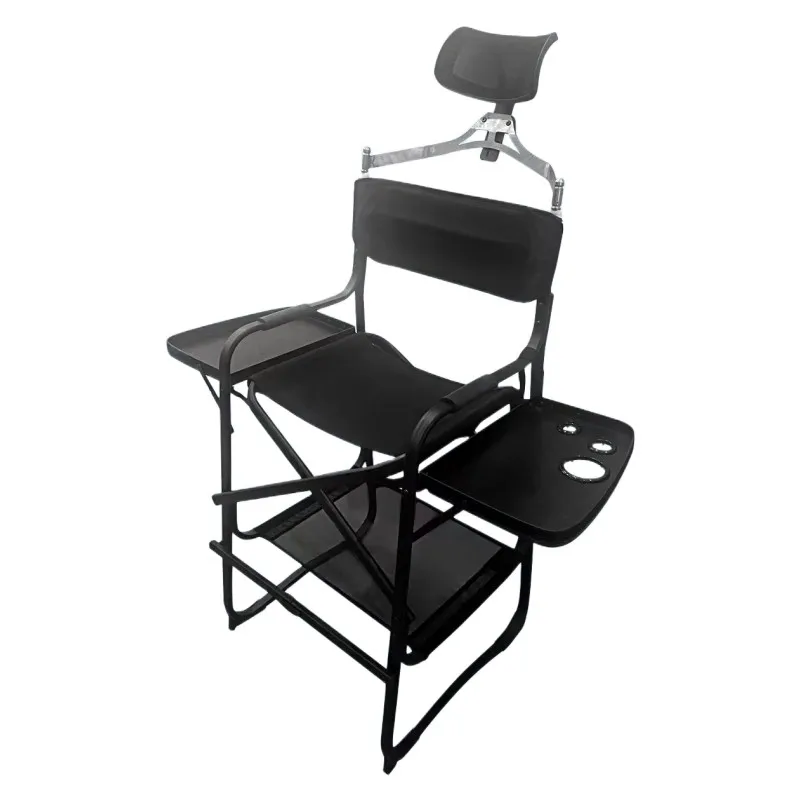 Heavy Duty Bar Height Folding Makeup Chair Padded Seat Side Table Foot Rest For Camping Home Patio Wrxyh