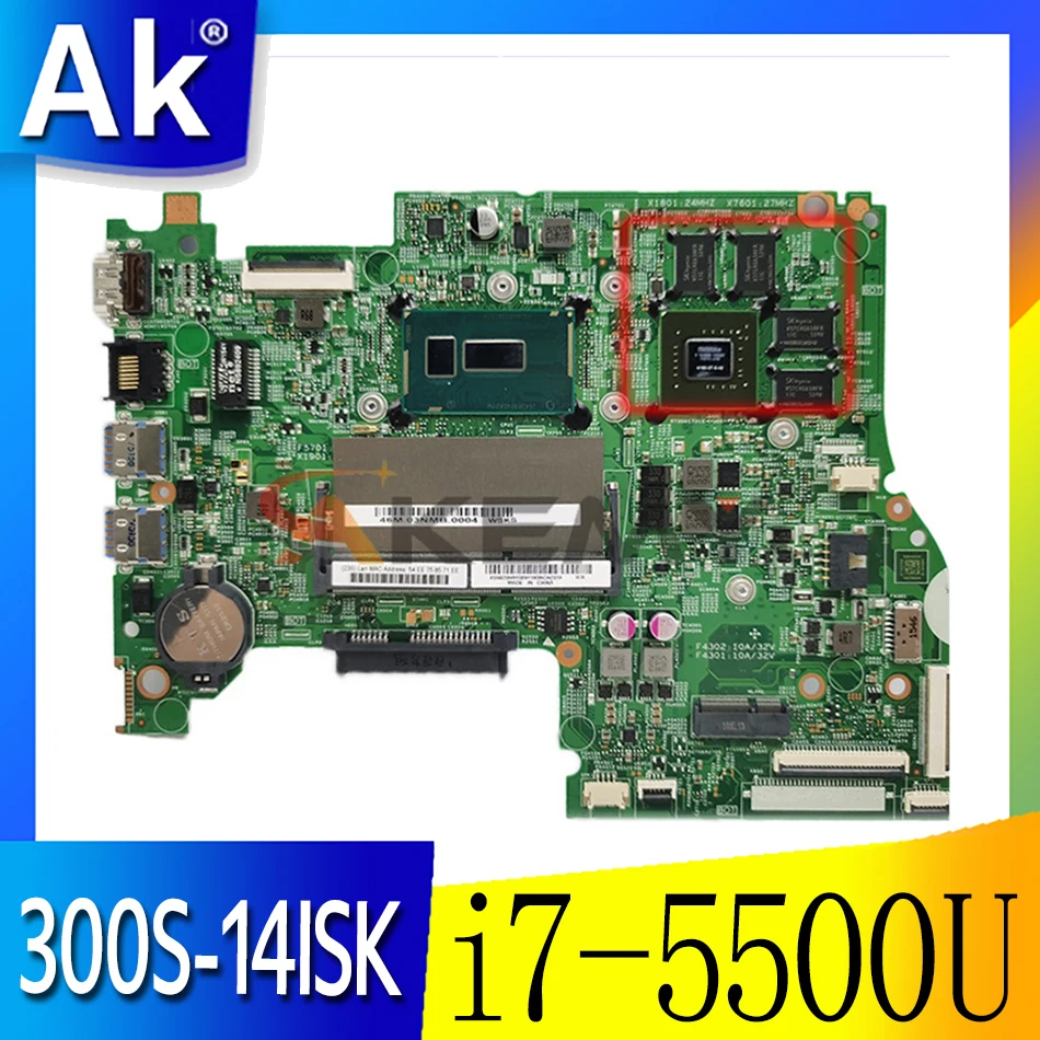 

Akemy laptop motherboard For lenovo 300S-14ISK 500S-14ISK 14 inch SR23W i7-5500U DDR3L GeForce Mainboard works