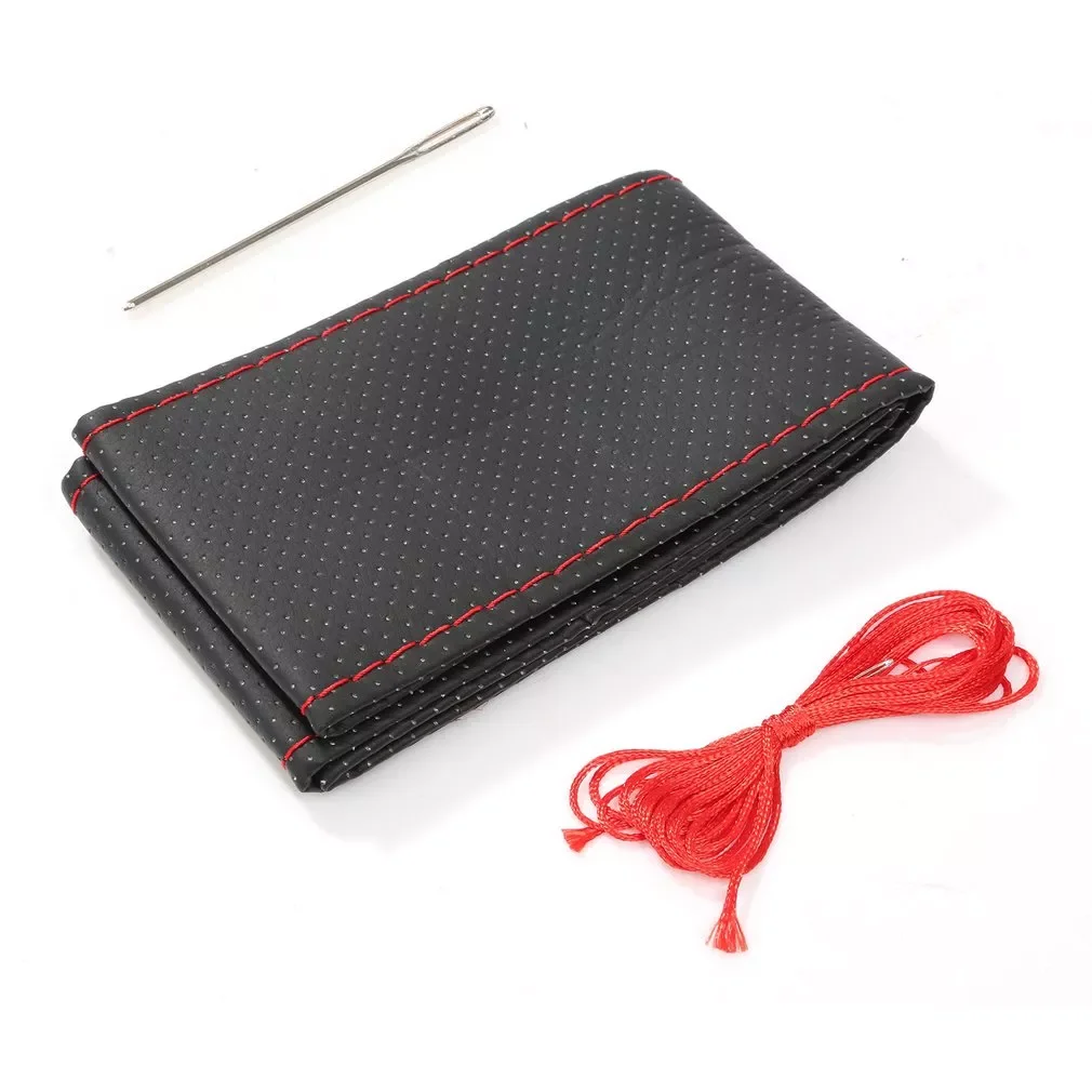 

NEW2022 Braid On Steering Wheel Car Steering Wheel Cover With Needles and Thread Artificial leather Diameter 38cm Steering cover