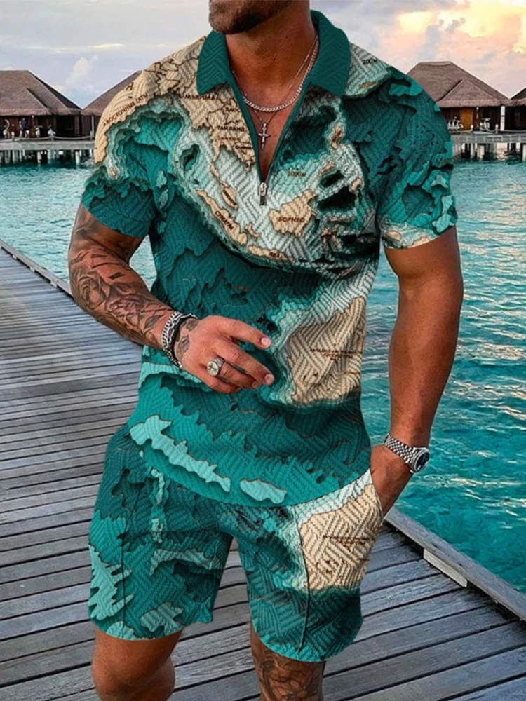 Рубашка-поло и шорты мужские с коротким рукавом составного кроя - купить по