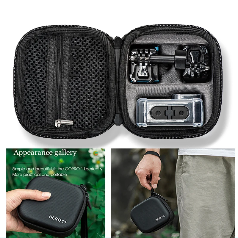 

Portable Storage Bag for GoPro Hero 11 10 9 Waterproof Case Shock-proof PU Carrying Case Box for Go Pro 11 9 Cameras Accessories