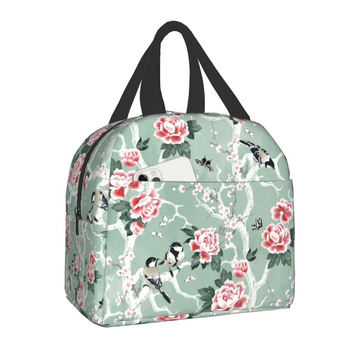 

Водонепроницаемая Термосумка для ланча с изображением птиц и цветов