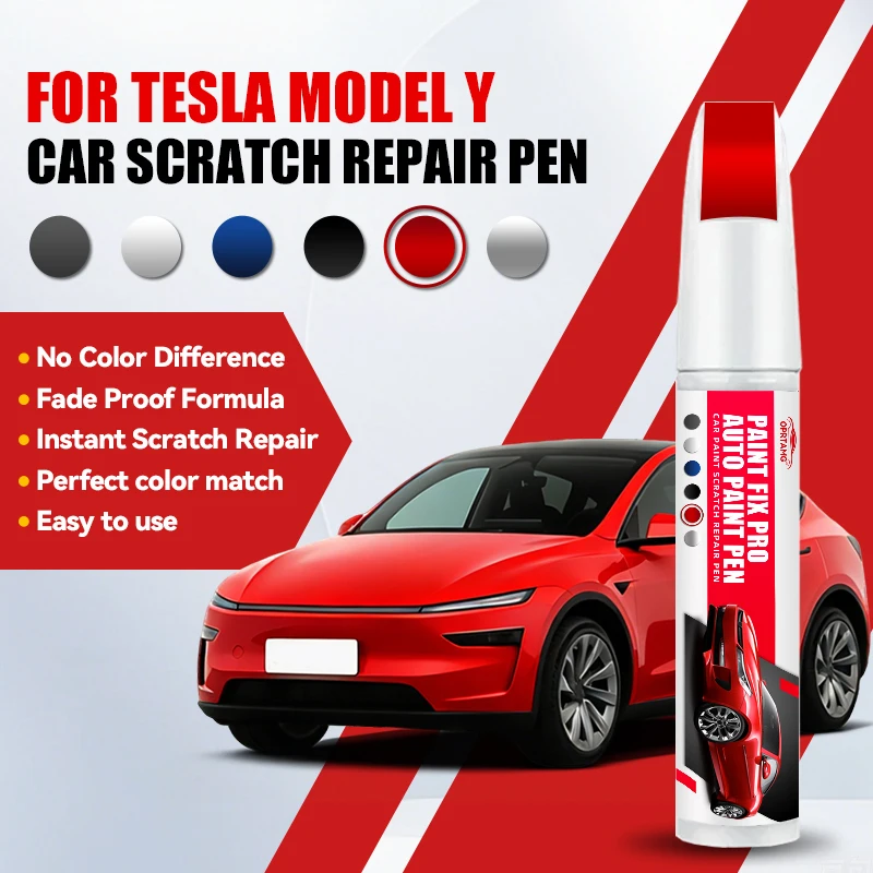 Фото Карандаш для удаления царапин и восстановления лакокрасочного покрытия колесных дисков Tesla Model Y, для усиления блеска, цвета: жемчужно-белый, глубокий синий. №1