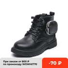 Ботинки мартинсы для девочек, новинка зима-осень 2021, ботинки для маленьких принцесс, модные детские короткие ботинки в британском стиле с карманами