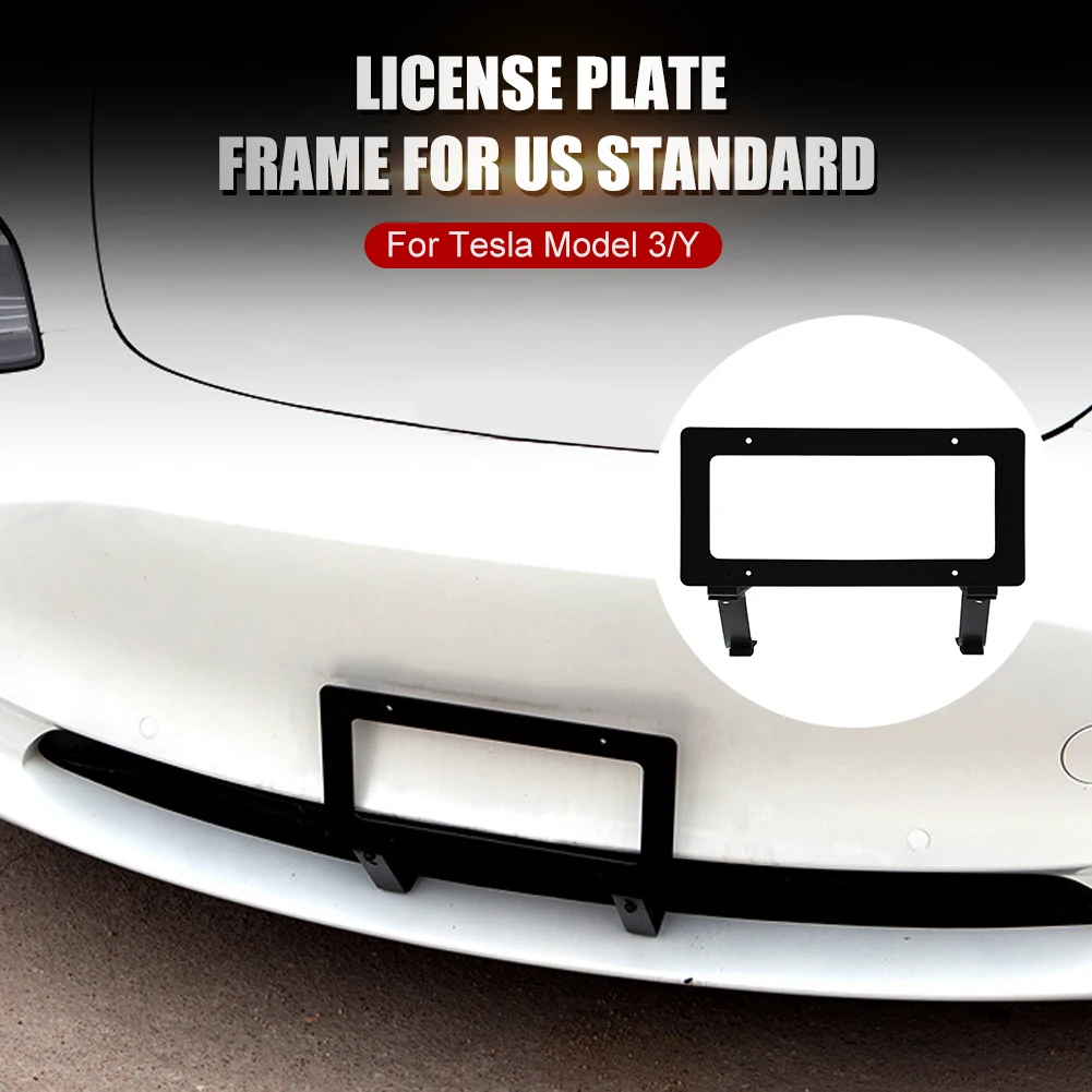 

New For Tesla Model 3/Model Y License Plate Frame Punch-Free Aluminum Alloy Licence Plate Bracket Rust-Proof for USA Standard