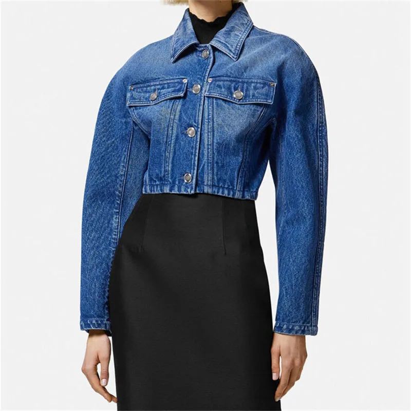 

denim jacket women 2023 Autumn Korean Fashion Slim Fit Women's Coat Vintage washed pure cotton long sleeved top y2k Jeans jacket