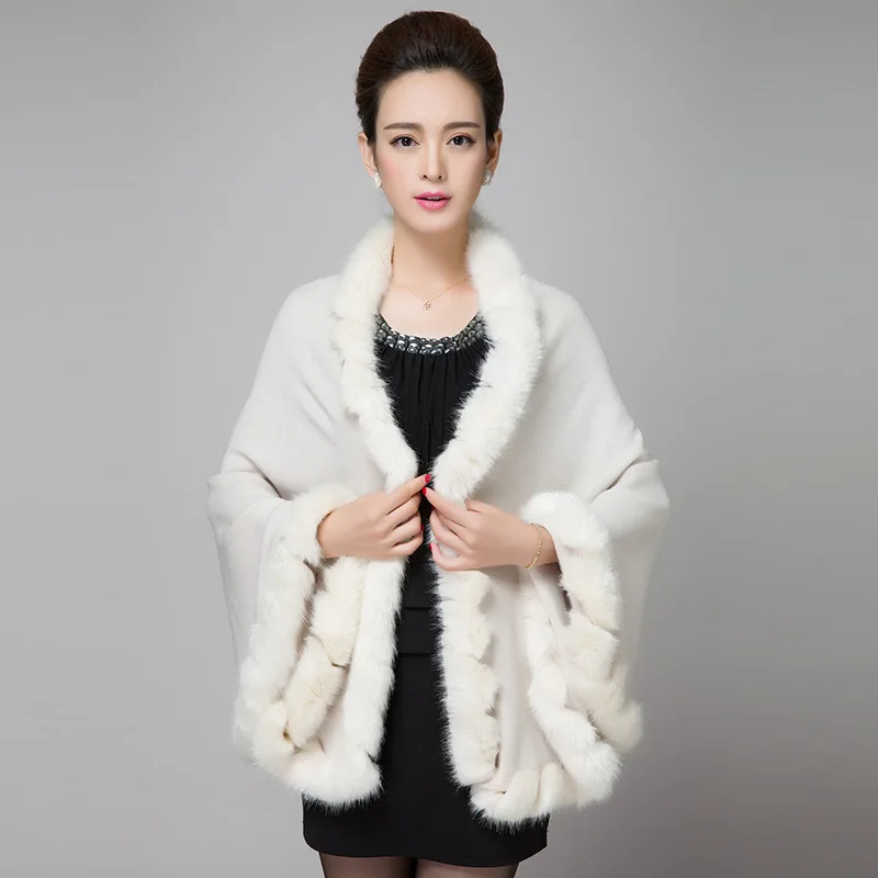 New Winter Solid Color Long Sleeve Imitation Fox Fur Coat Women Fashion Warm Fur Coats Outerwear Fake Fur Shawl Women Clothing