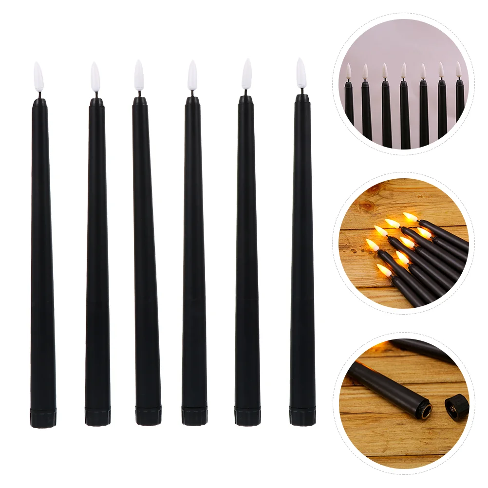 6 шт. длинные палочки поддельные настольные огни с эффектом пламени чайные свечи