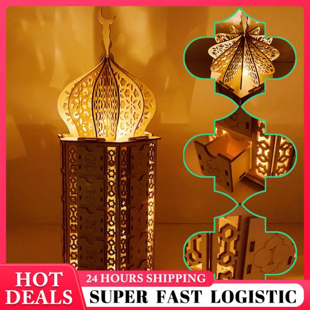

Eid Mubarak Ornament Gifts Ramadan Decoration Calendar Home Accessories Home Party Decor Crafts Led Household Diy Wood Creative