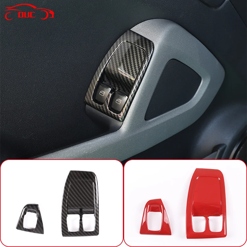 

Carbon Fiber Style Car Window Glass Lifting Buttons Frame For Mercedes Benz Smart 451 Fortwo Forfour 2010-2015 Car Accessories