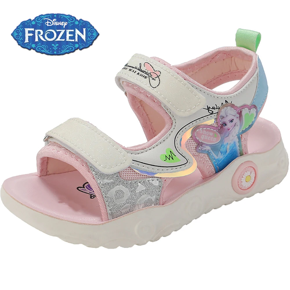 2022 New Disney Children's Fashion Casual Sandals For Summer Girls Frozen Elsa Princess Outdoor Shoes Kids High Quality Sandals