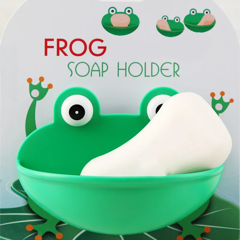 

Shelf Drain Tray Holder Leaking Water Selfadhesive Cartoon Sucker Soap Dish Drain Rack Frog Soap Holder Storage Box Bathroom Acc