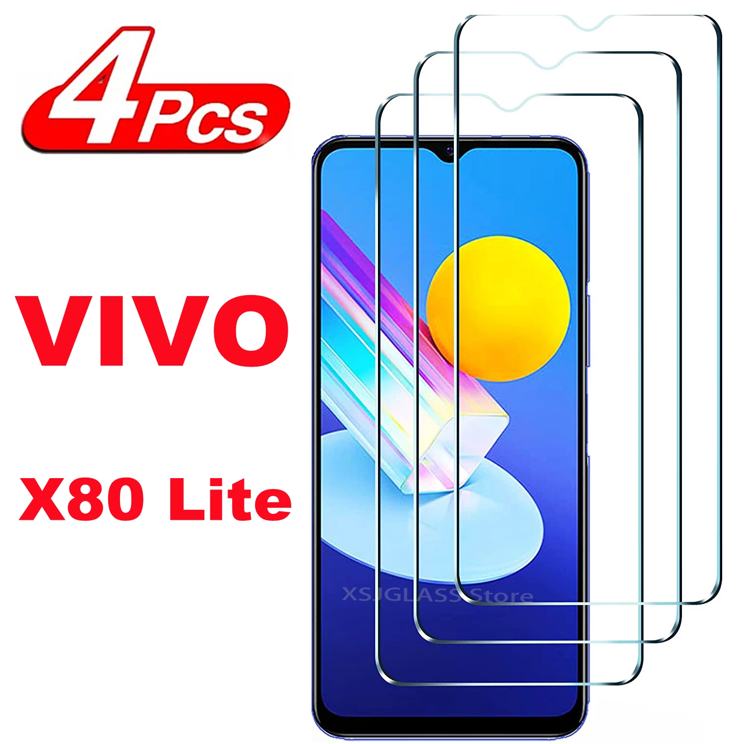 2/4 шт. закаленное стекло для VIVO X80 Lite Защитная стеклянная пленка экрана