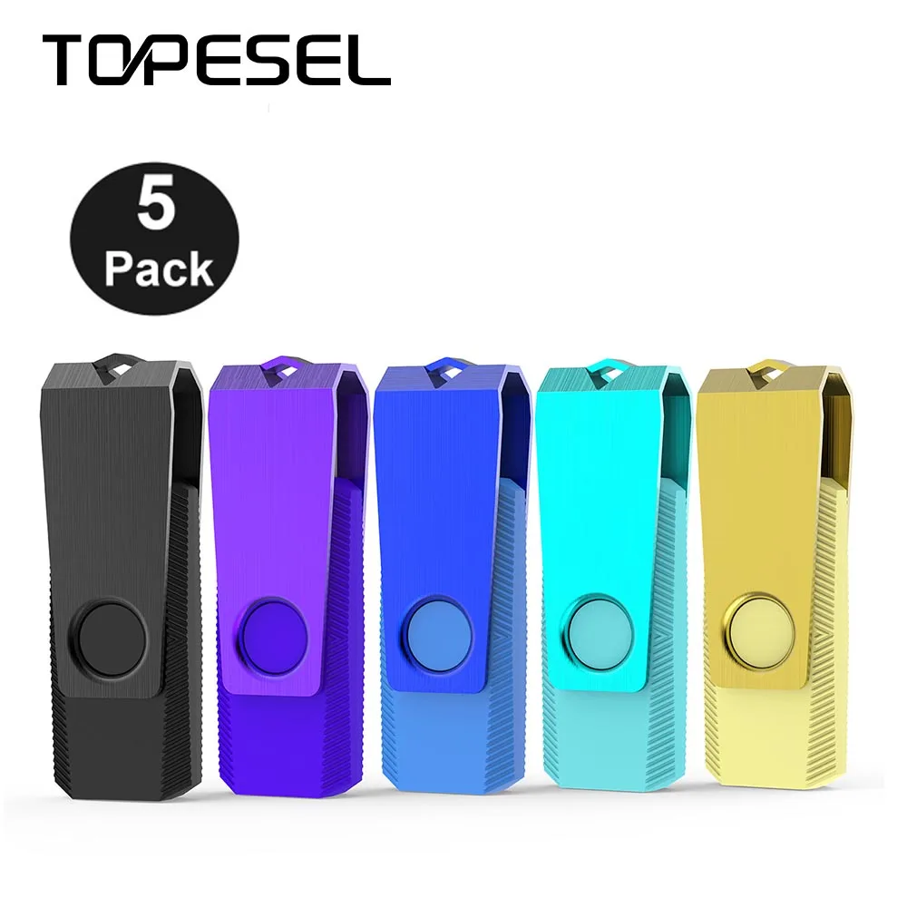 

5 шт., флэш-накопители TOPESEL (черный, красный, синий, желтый, фиолетовый, голубой)
