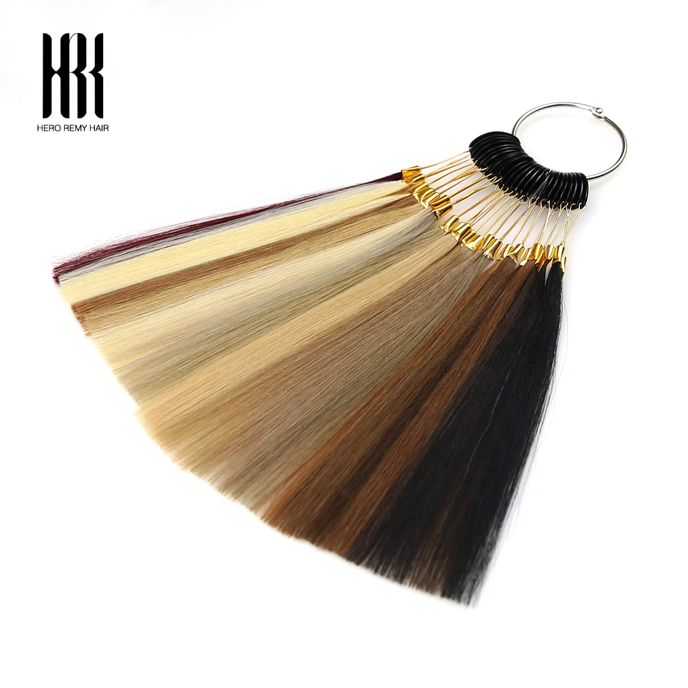 Фото Цветные кольца человеческих волос Hero Remy Hair/цветные диаграммы, доступны 26 цветов, можно покрасить для образца салона №3