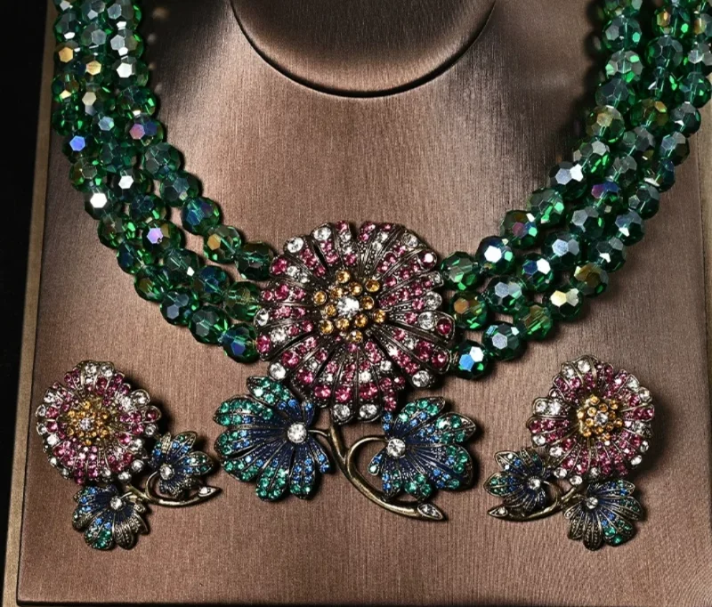

Timeless Wonder Beaded Zircon Geo Floral Necklace for Women Designer Jewelry Luxury Brand Runway Rare Set Trends Mix Gothic 5288