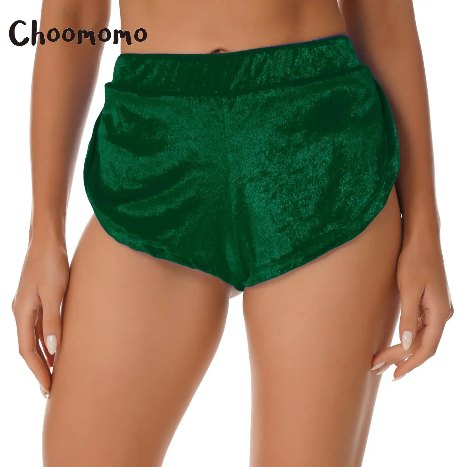 

Шорты Choomomo женские с эластичным поясом, спортивные штаны для плавания и фитнеса, зеленые бархатные, большие размеры 5XL