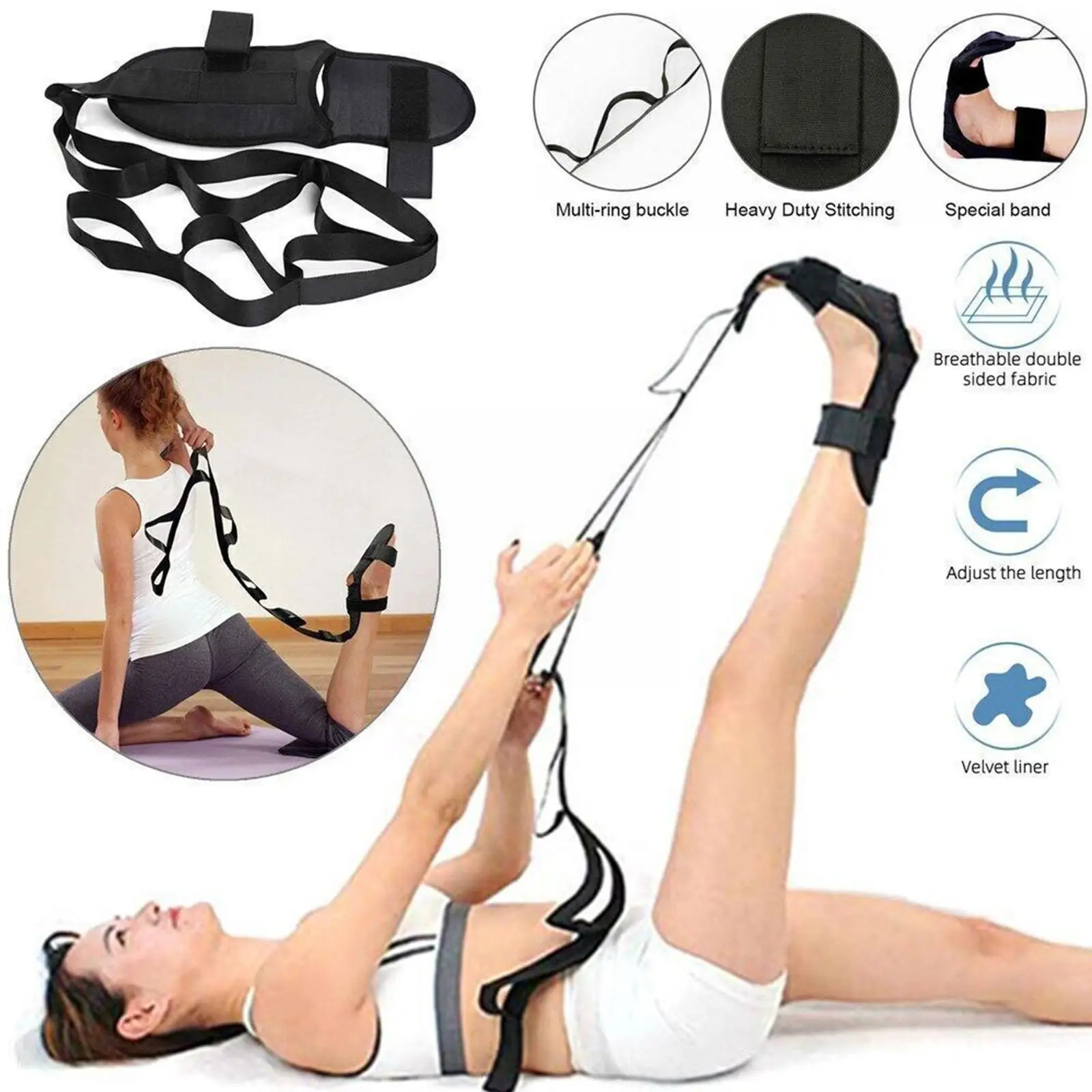 

Yoga Ligament Stretching Belt Leg Stretcher Strap For Ballet Cheer Dance Gymnastics Trainer Yoga Flexibility Leg Stretch Be G7z1