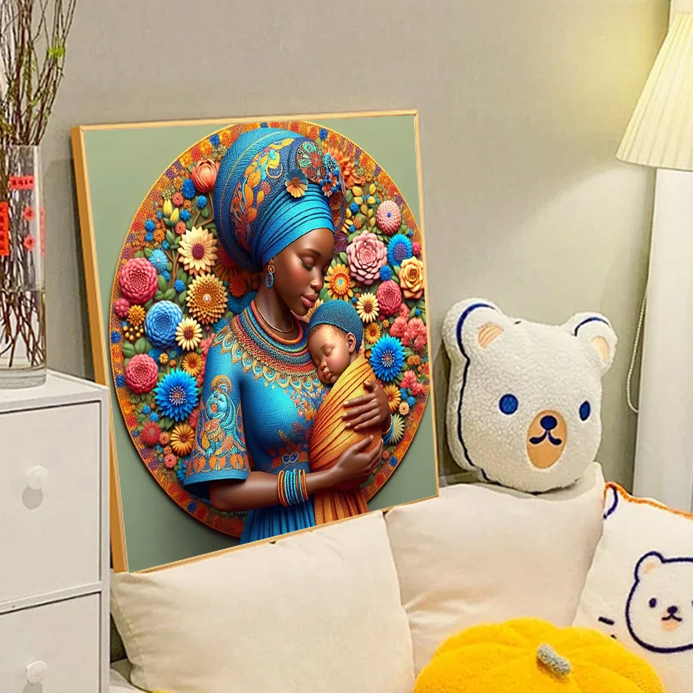 5D DIY Full Round Drill Diamond Painting Mother and Son Home Decor Art Craft