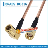 1x pcs high quality smb female 90 degree right angle to rpsma rp sma rp sma male plug coaxial type pigtail jumper rg316 cable