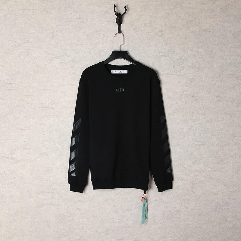 

Off autumn and winter jacket letter print men and women high white street loose set head round neck sweater