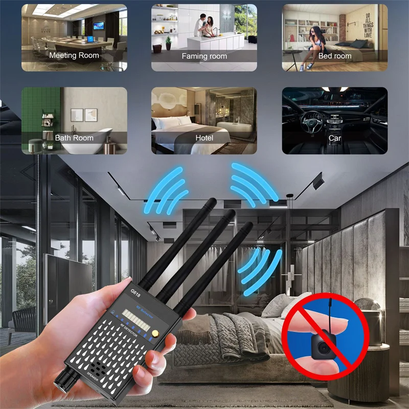 Enlarge G618 GPS Wireless Signal Detector Audible Vibration LED Indicator Anti-monitoring Anti-peeping Hidden WiFi Camera Detector