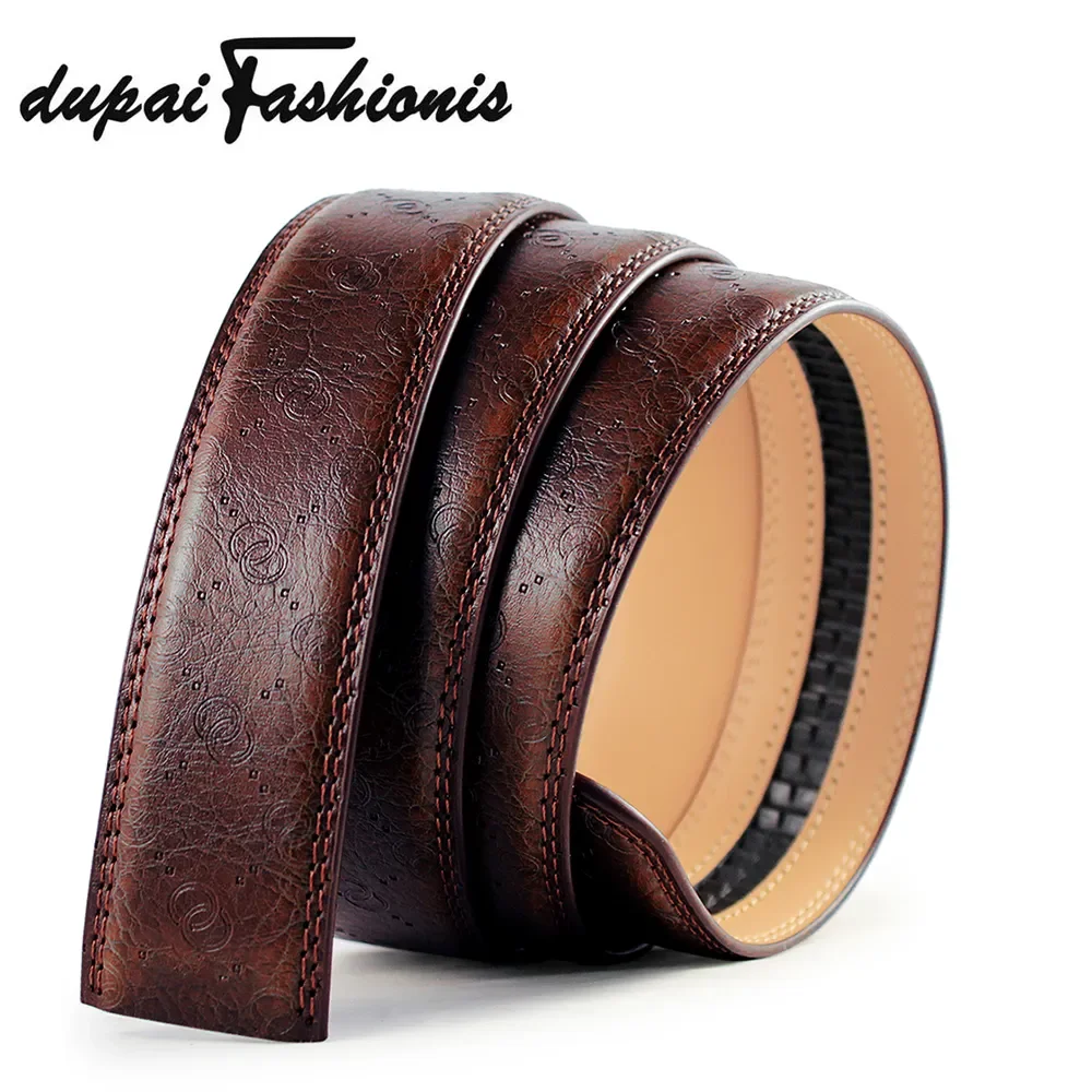 DUPAI FASHIONIS Cowskin Belts Without Buckle 3.5cm Wide Real Genuine Leather Belt Body Men Cowboy Leather Belt No Buckle