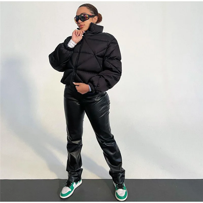 2022 Europe and The United States Autumn and Winter New Stand-up Collar Cotton Suit Women's Short Down Cotton Suit Warm Coat Top