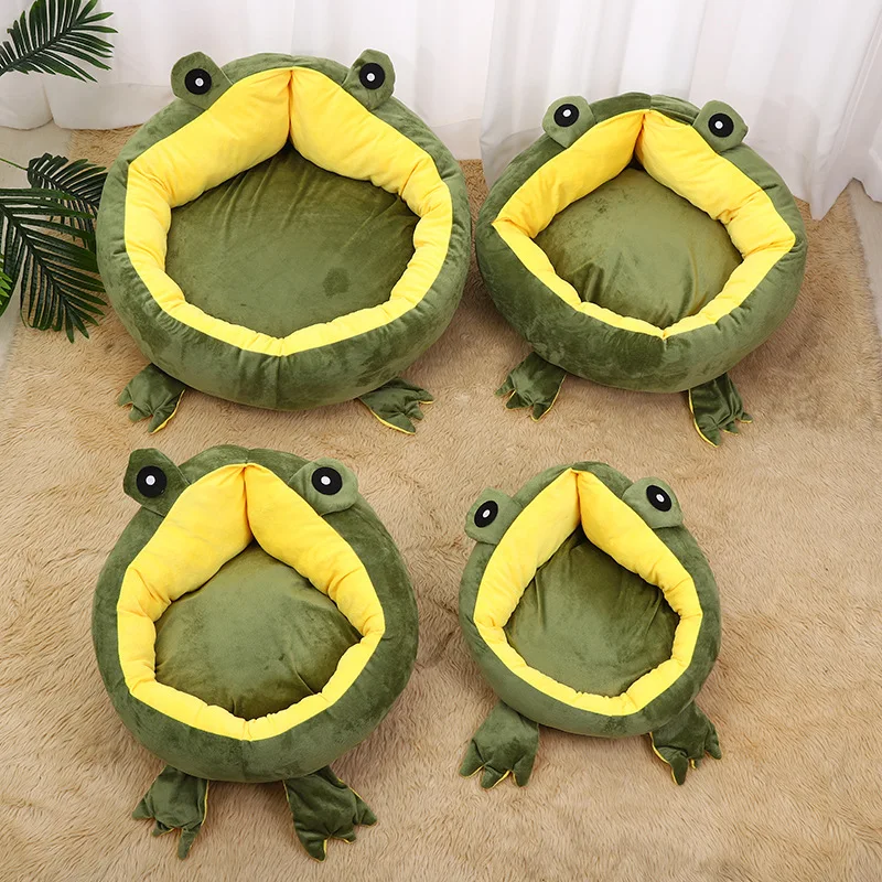 

Pet Large Dog Bed Warm House Cute Frog Shape Nest Pet Kennel for Small Medium Large Dogs Cat Puppy Plus Size Dog Baskets Supplie
