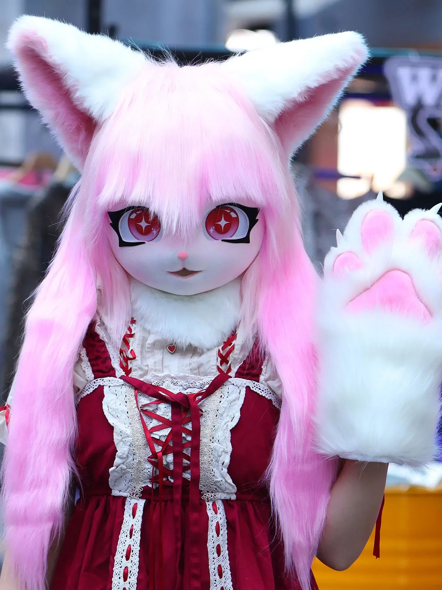 Пушистая маска на голову для косплея аниме с длинными волосами