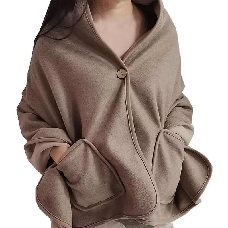 

USB Heating Warm Shawl Heated Throw Blanket Shawl Fast Heating Blanket Throw for Home Office with 3 Heating Settings Khaki 5V/2A
