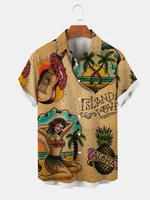 molilulu mens fashion vintage clothing beach print casual breathable hawaiian short sleeve shirt