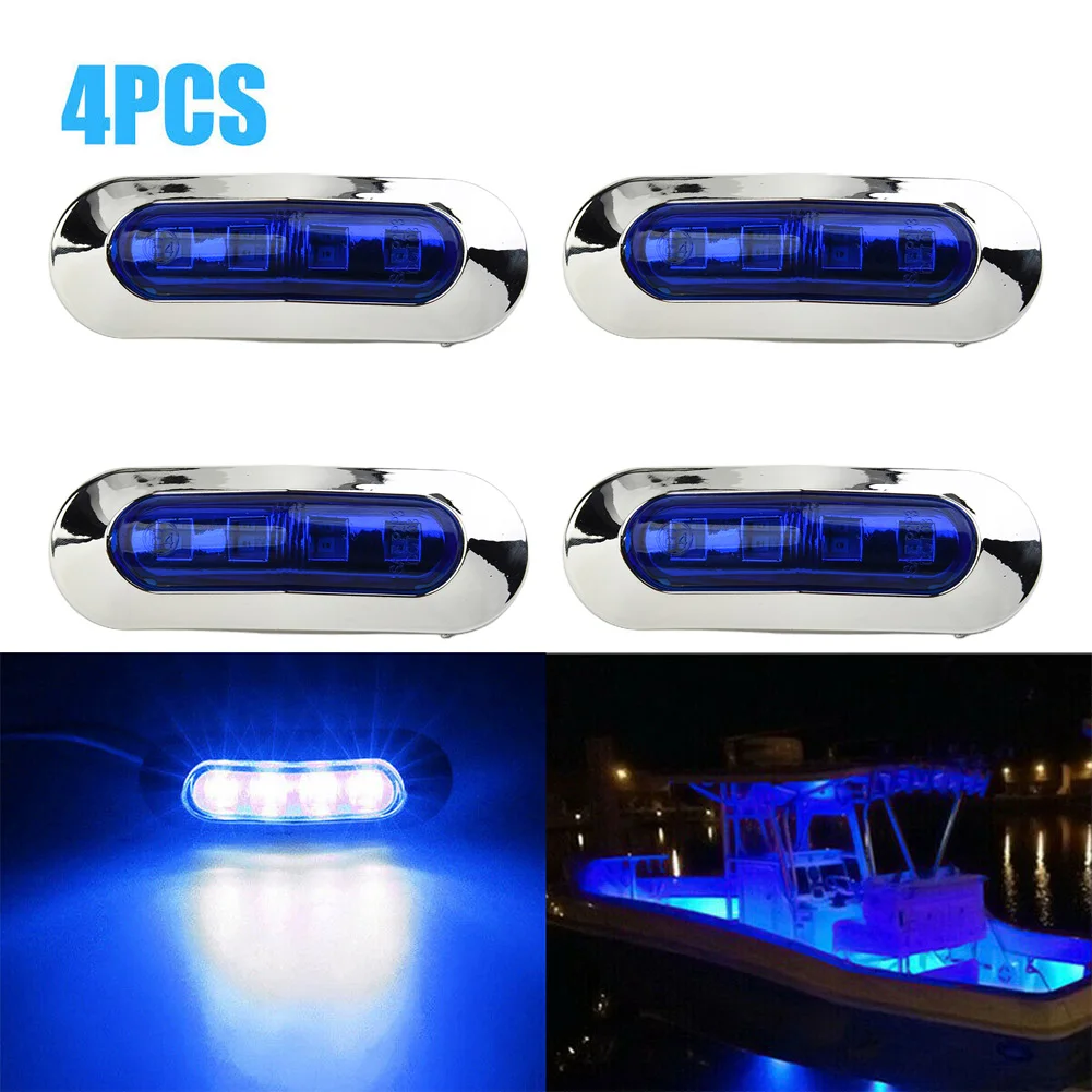 

4x Marine Boat LED Courtesy Lights Cabin Deck Walkway Stair Light Blue LED Tail Lamps Yacht Tool Boat Transom LED Stern Light