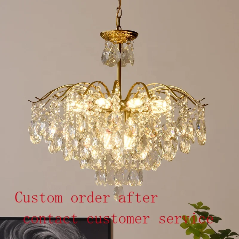 

Retro French light luxury room crystal chandelier modern simple dining room lamp romantic creative bedroom lamps