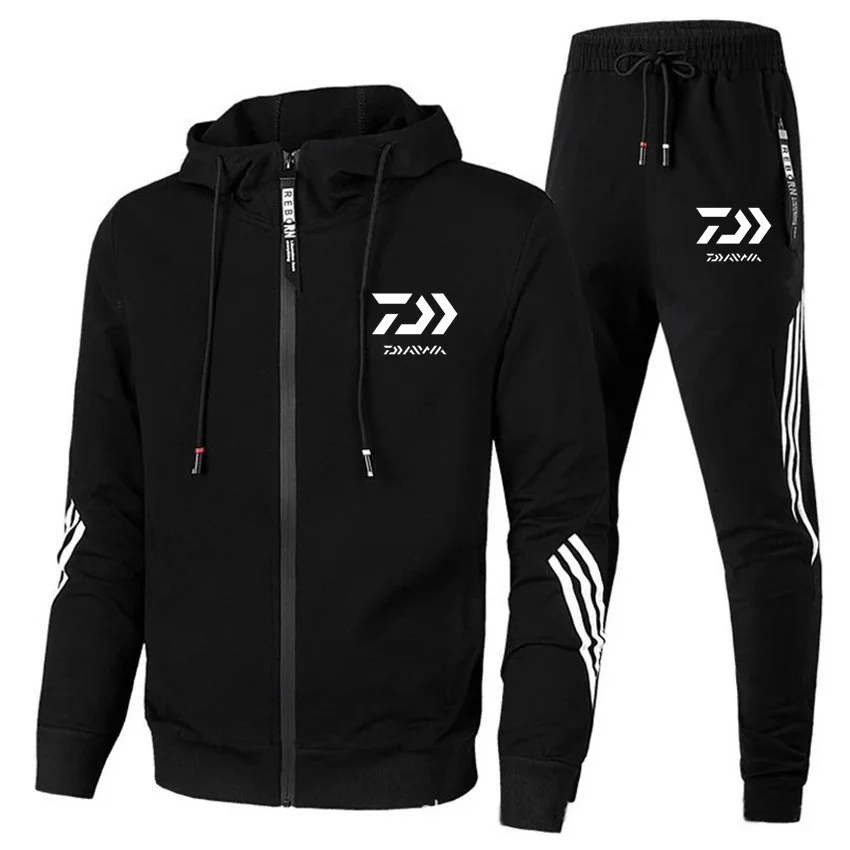 

Autumn Winter Mens Brand DAIWA Tracksuit Suit Men Zipper Hoodie+Pants 2 Piece Set Casual Gym Fitness Jogging Sportswear Suits