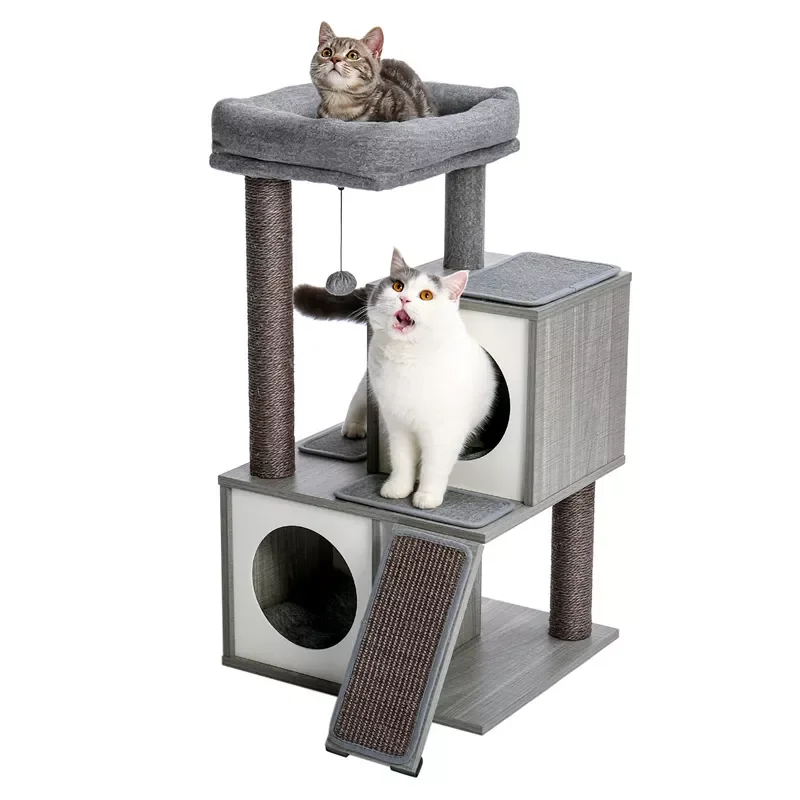

NEW2023 Modern Cat Tree Cat Tower Featuring with Sisal-Covered Scratching Posts, Spacious Condo and Large Perch for Small to Med