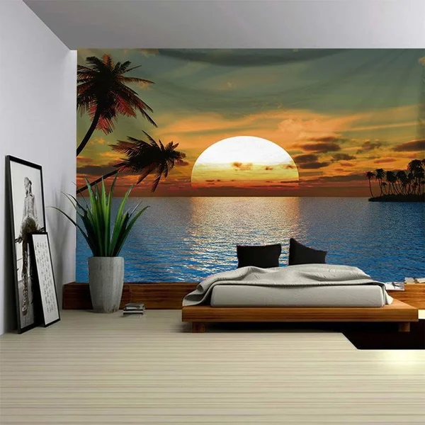 Настенный настенный тканевый гобелен с изображением леса вечнозеленых растений