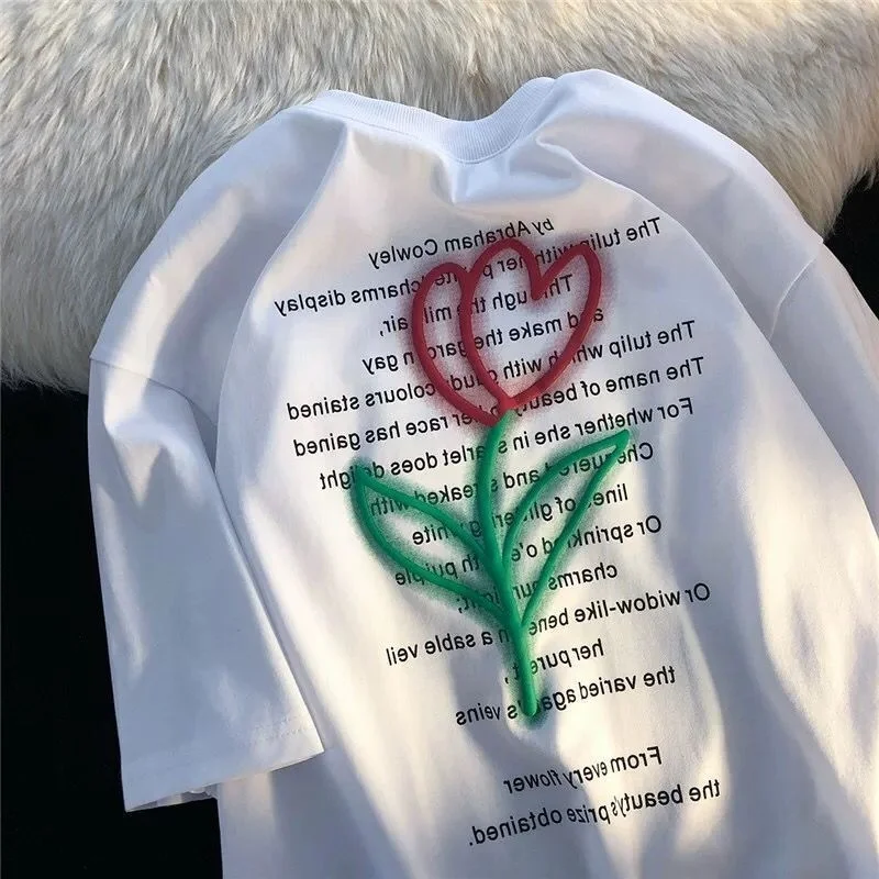 Женская хлопковая футболка с коротким рукавом свободные дизайнерские милые топы