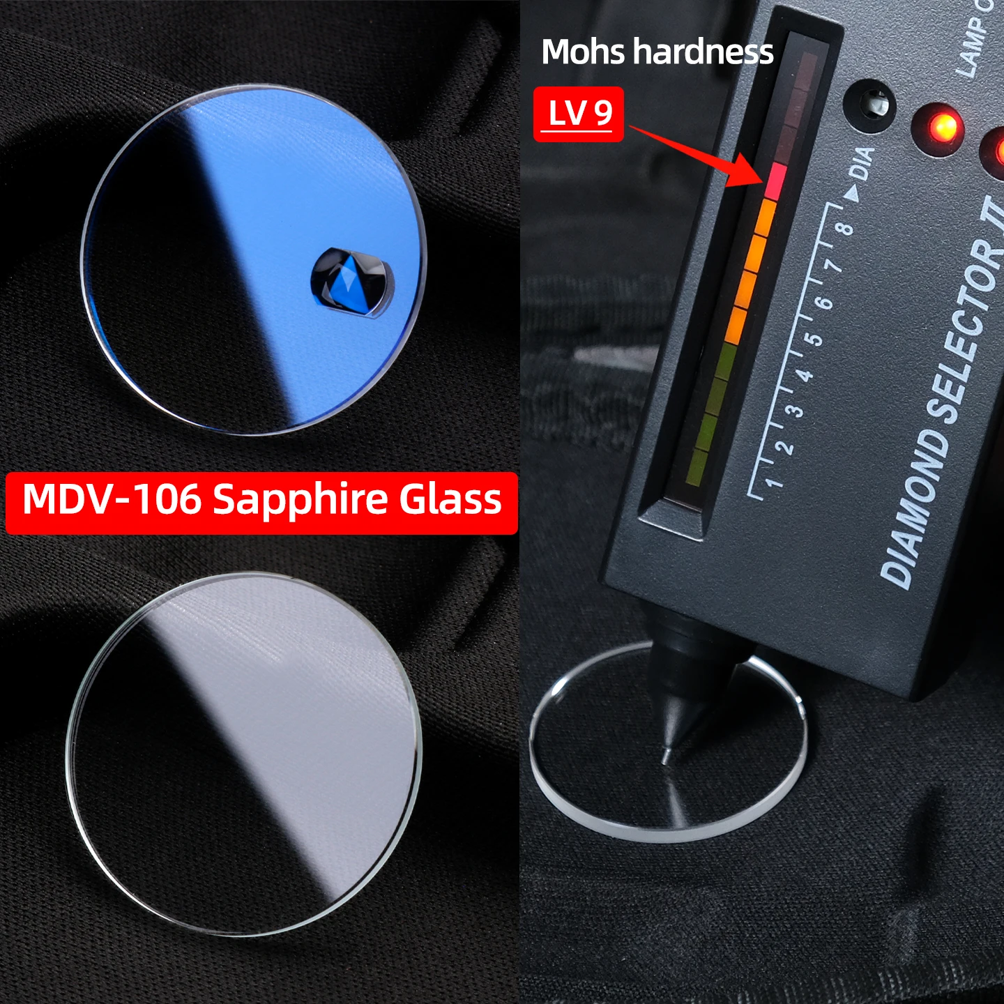 Фото ﻿   MDV-106 сапфировое стекло для Casio Duro MDV106 Dolphin 200M дайверские часы кристалл прозрачный красный синий свет календарь оконные линзы №1