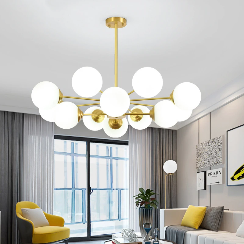 

Nordic led chandelier all copper H9 pendant lampr lamp indoor e27 bases Variable light indoor decorative lighting equipment