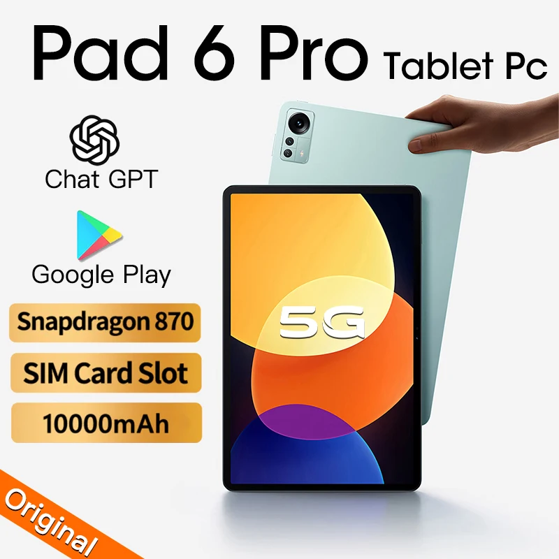 

Планшет Pad 6 Pro, 11 дюймов, Android 12, Snapdragon 870, 12 Гб + 512 ГБ, 2,5 K, 120 Гц, 10000 мАч