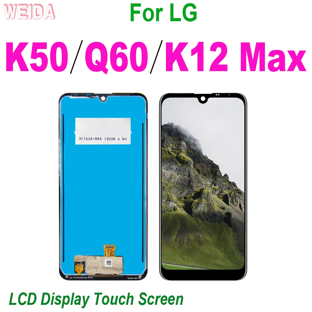 

6.26'' AAA+ LCD For LG K50 Q60 K12 Max LCD Display Touch Screen Digitizer Assembly Frame for For LG K50 LCD for Q60 Display